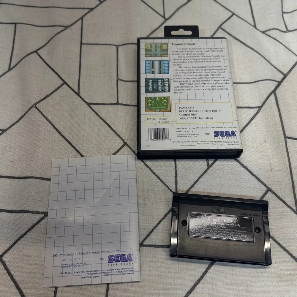 Sega Master System Thunder Blade Game Black CIB Tested Arcade Port 7011